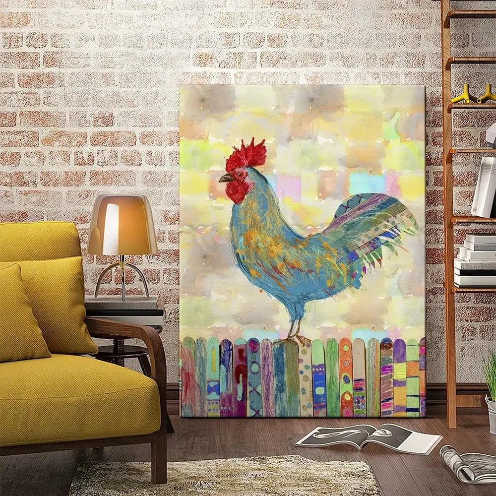Rooster On A Fence Canvas Print Rooster On A Fence Canvas Print wall art product Ingrid Blixt
