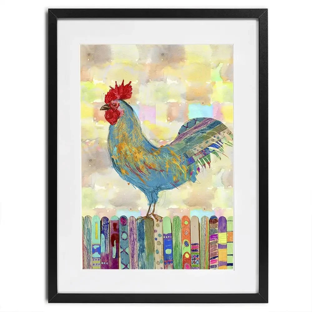 Rooster On A Fence Framed Art Print Rooster On A Fence Framed Art Print wall art product Ingrid Blixt