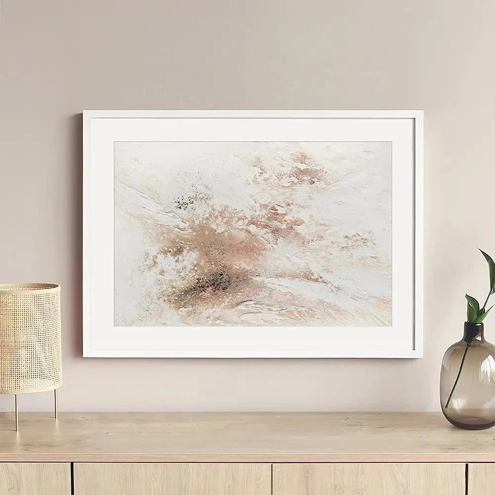 Rose Gold Snow Framed Art Print Rose Gold Snow Framed Art Print wall art product Alyson Storms - Independent