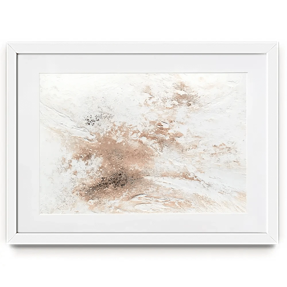 Rose Gold Snow Framed Art Print Rose Gold Snow Framed Art Print wall art product Alyson Storms - Independent