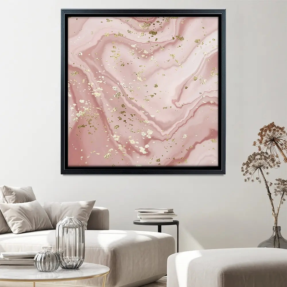 Rose Marble Speckles Square Canvas Print Rose Marble Speckles Square Canvas Print wall art product NikaMooni / Shutterstock