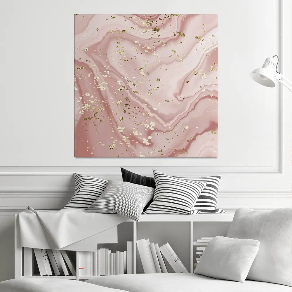 Rose Marble Speckles Square Canvas Print Rose Marble Speckles Square Canvas Print wall art product NikaMooni / Shutterstock