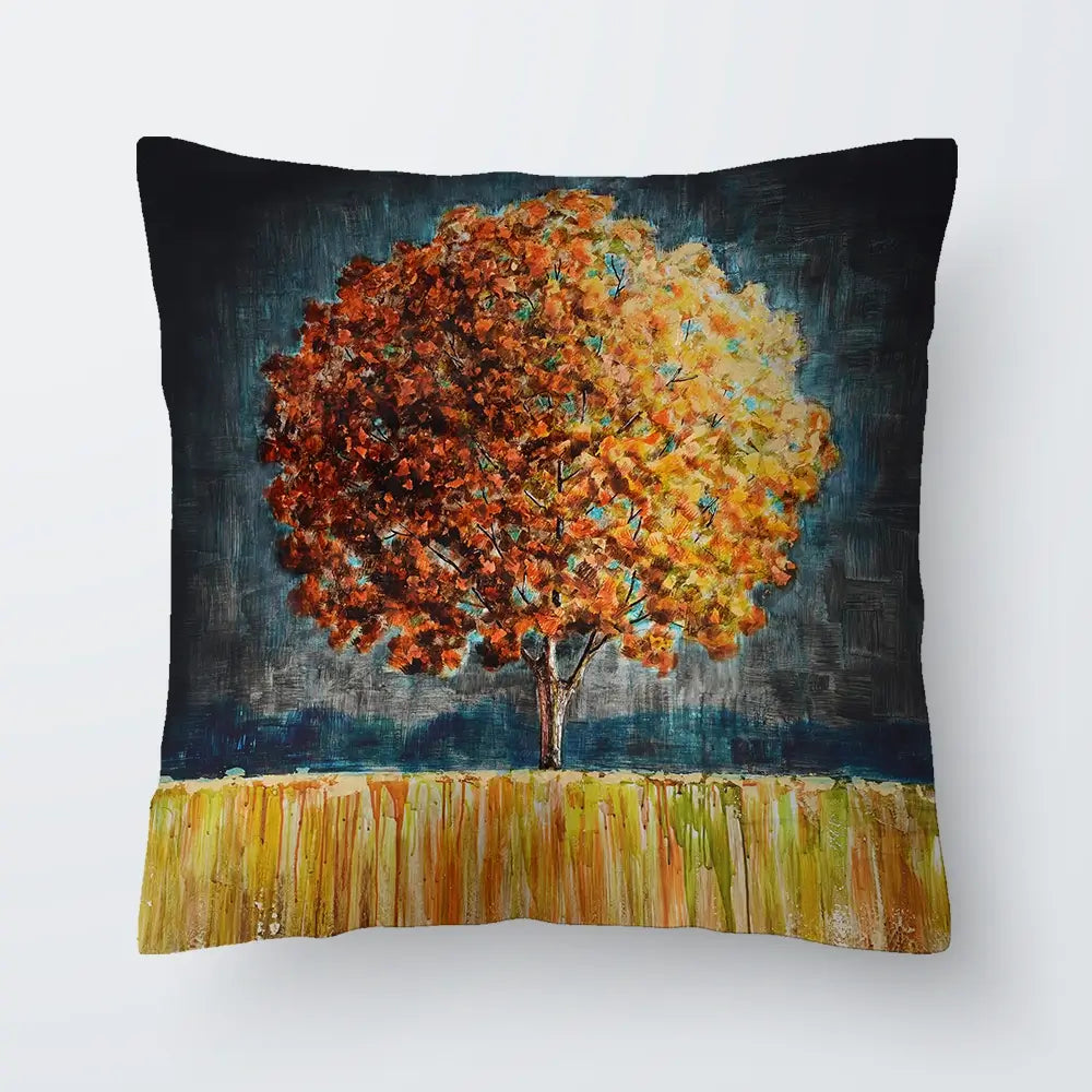 Rounded Orange Tree Cushion Rounded Orange Tree Cushion wall art product Art Print Shop