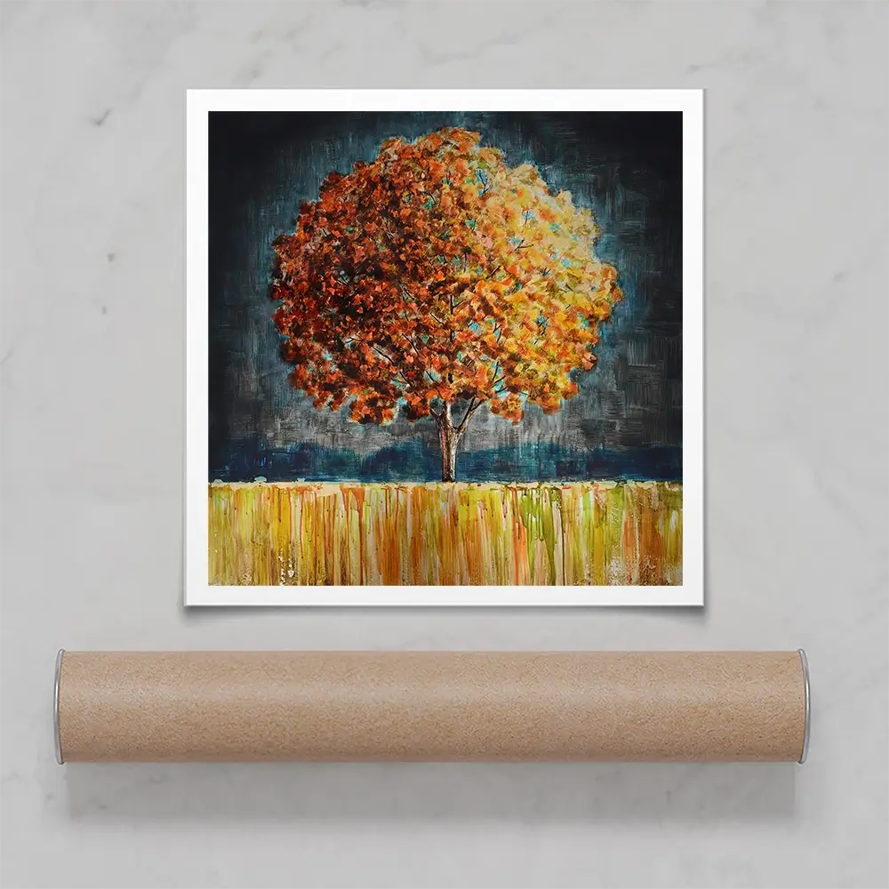 Rounded Orange Tree Square Art Print Rounded Orange Tree Square Art Print wall art product Art Print Shop