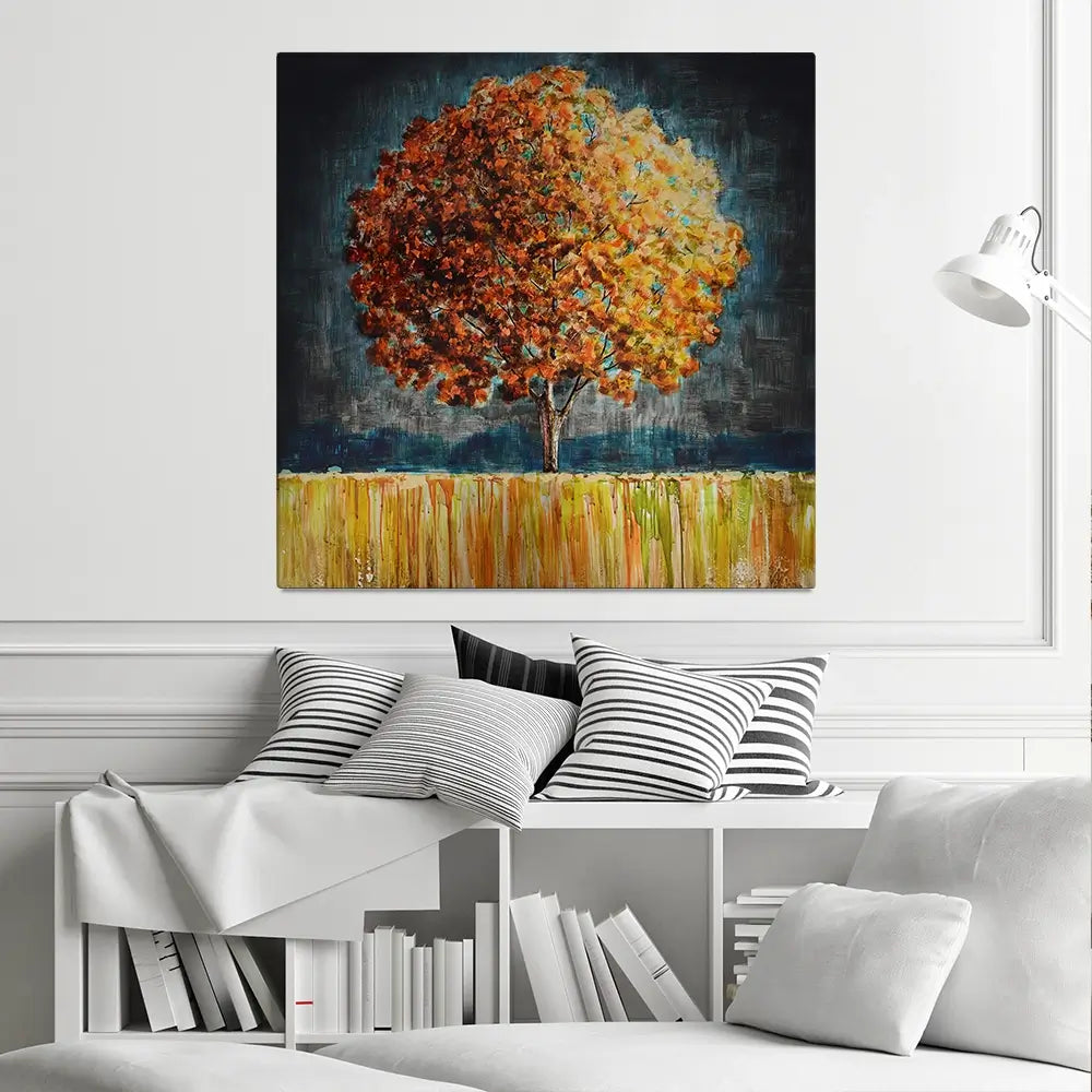 Rounded Orange Tree Square Canvas Print Rounded Orange Tree Square Canvas Print wall art product Art Print Shop