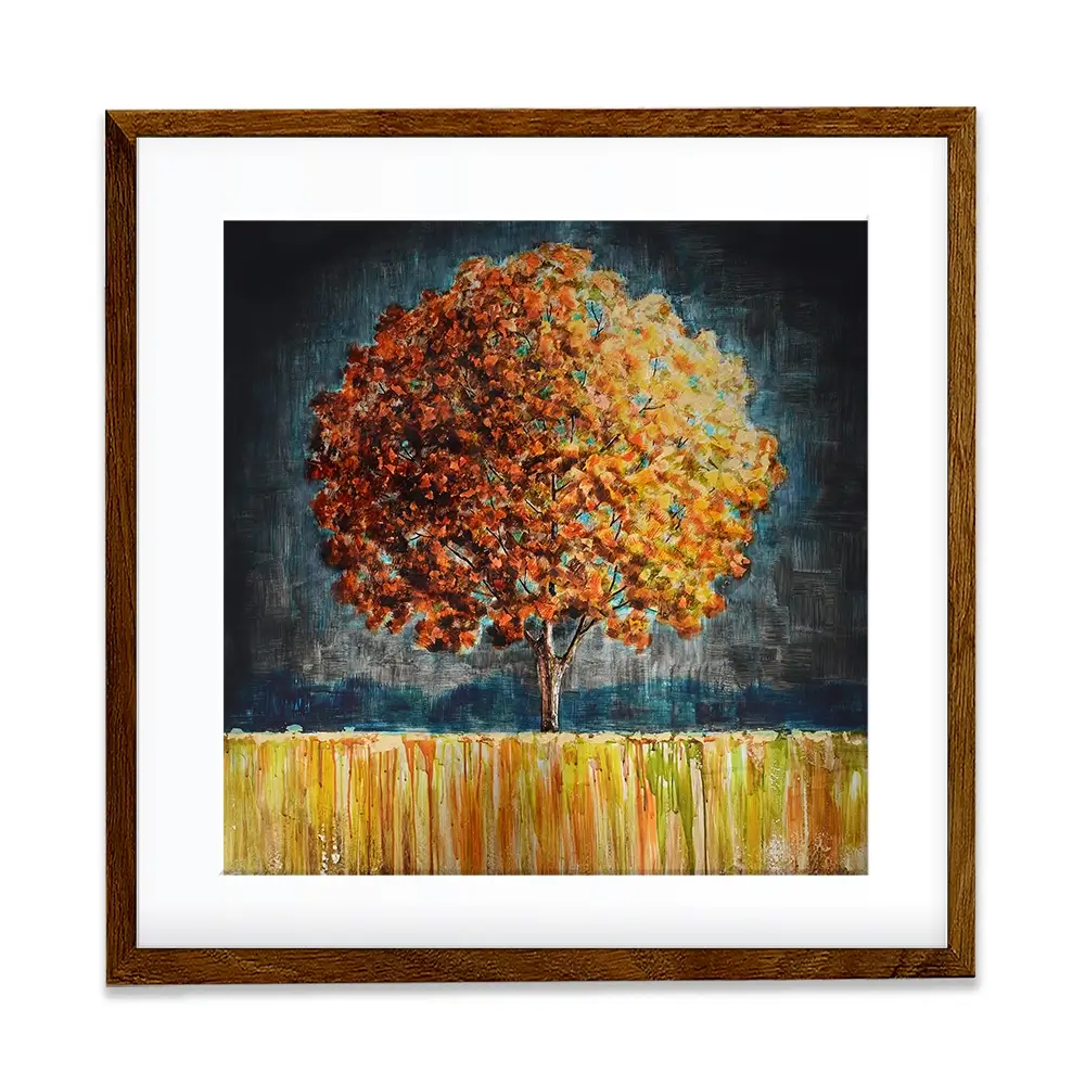 Rounded Orange Tree Square Framed Art Print Rounded Orange Tree Square Framed Art Print wall art product Art Print Shop