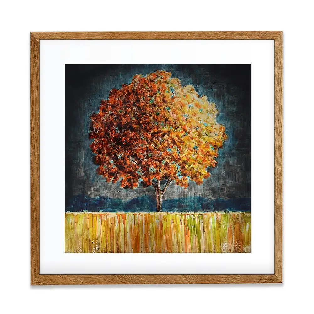 Rounded Orange Tree Square Framed Art Print Rounded Orange Tree Square Framed Art Print wall art product Art Print Shop