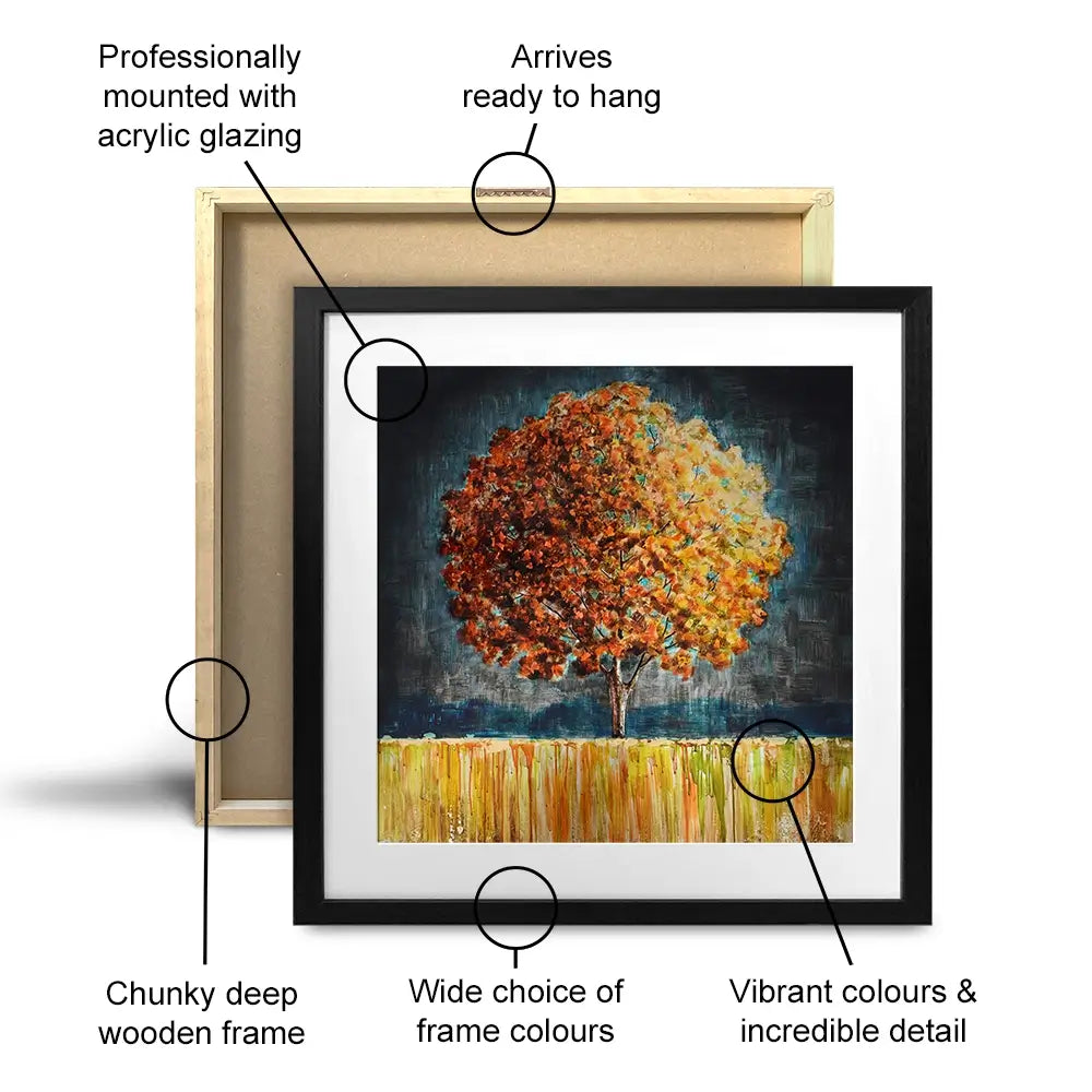 Rounded Orange Tree Square Framed Art Print Rounded Orange Tree Square Framed Art Print wall art product Art Print Shop