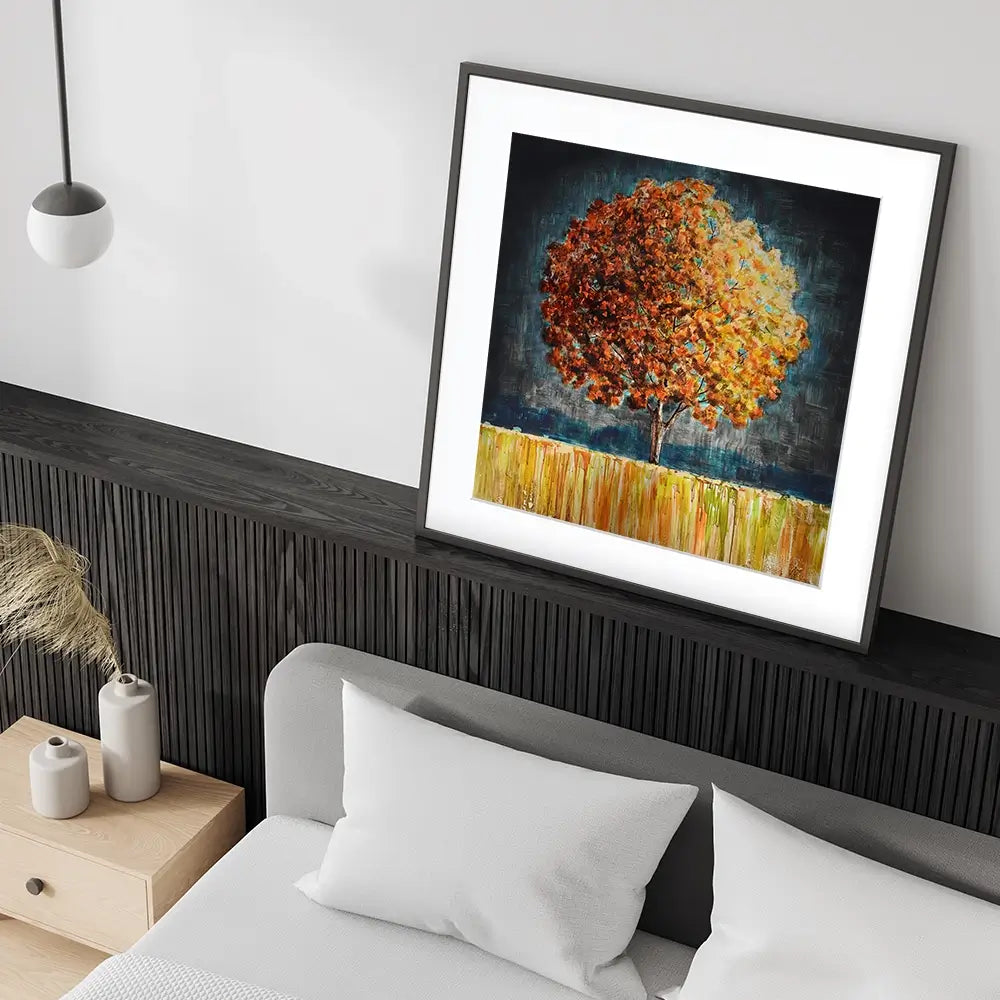 Rounded Orange Tree Square Framed Art Print Rounded Orange Tree Square Framed Art Print wall art product Art Print Shop