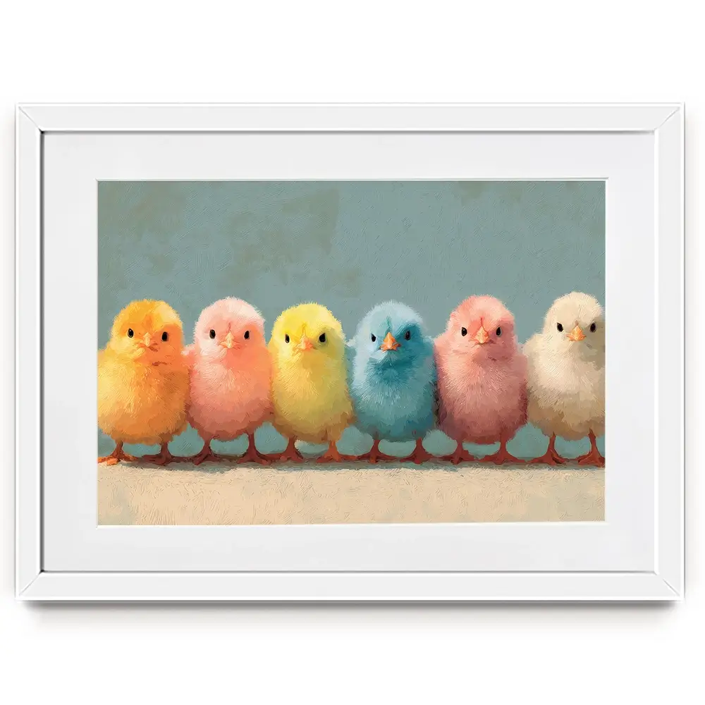 Row Of Chicks Framed Art Print Row Of Chicks Framed Art Print wall art product Petals Prints Design - Independent