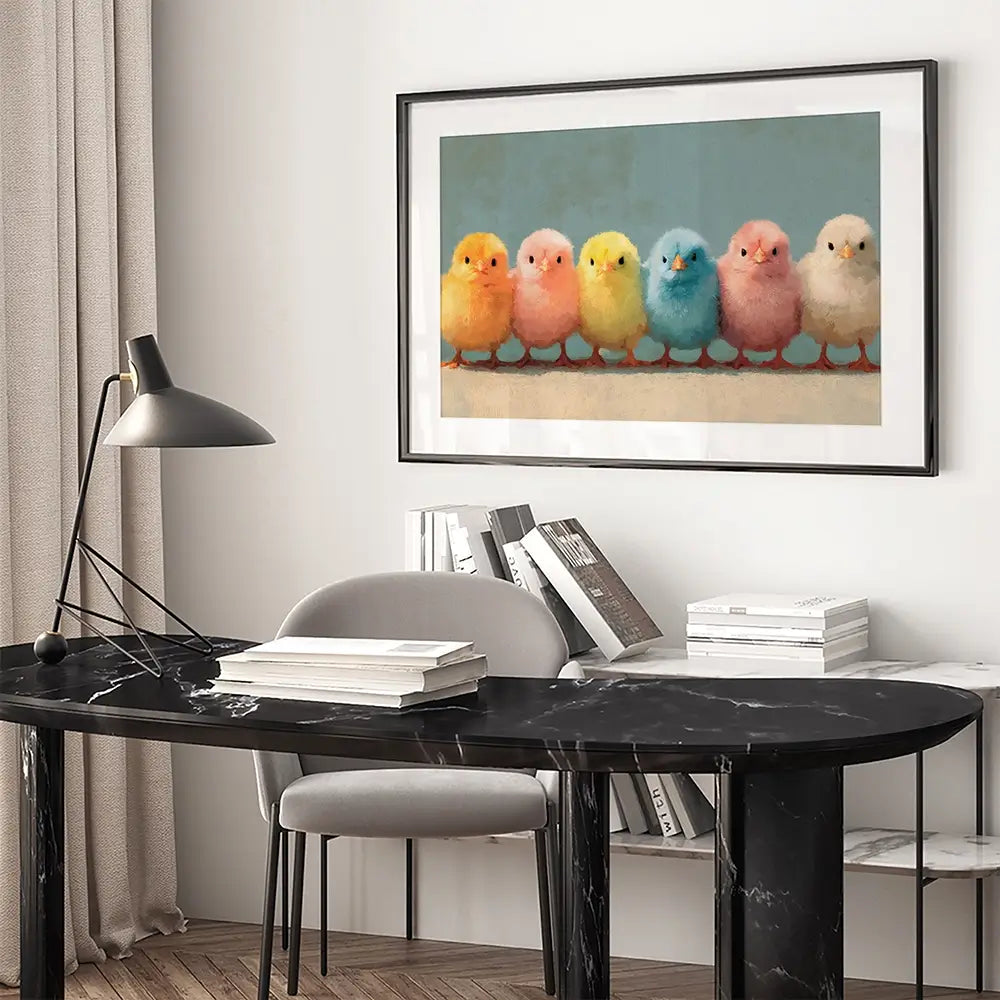 Row Of Chicks Framed Art Print Row Of Chicks Framed Art Print wall art product Petals Prints Design - Independent