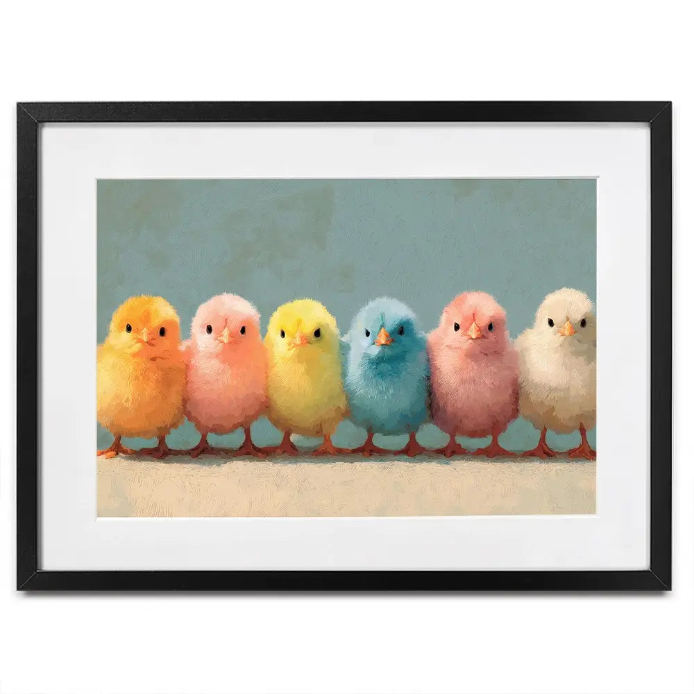 Row Of Chicks Framed Art Print Row Of Chicks Framed Art Print wall art product Petals Prints Design - Independent