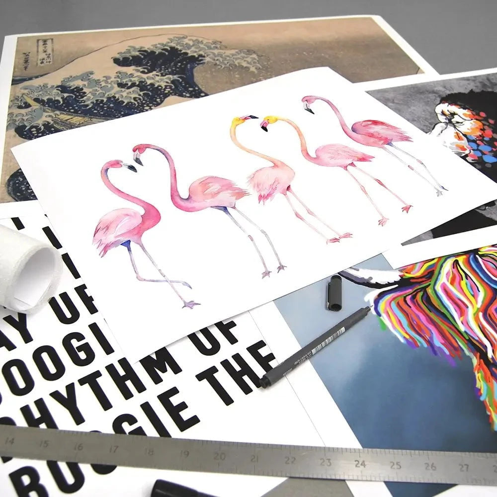 Row Of Flamingos Art Print Row Of Flamingos Art Print wall art product Naticka / Shutterstock