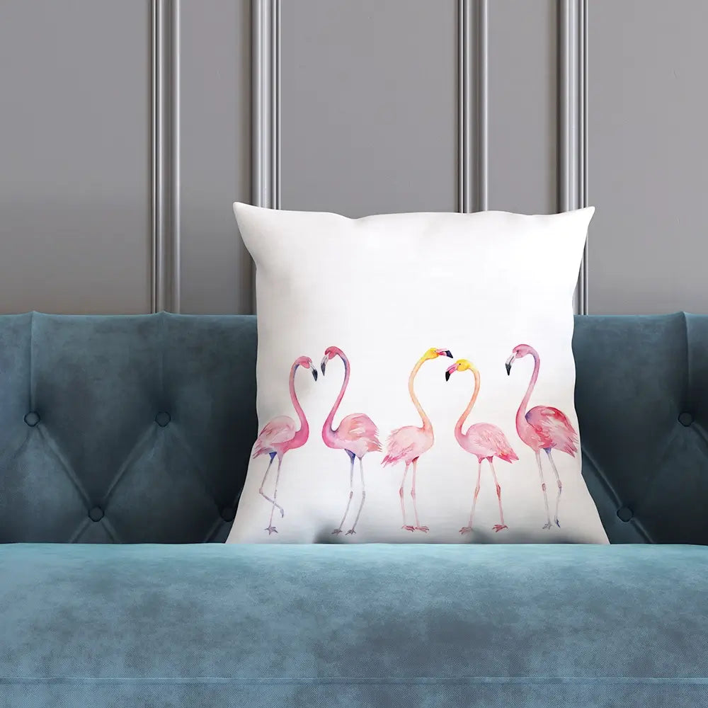 Row Of Flamingos Cushion Row Of Flamingos Cushion wall art product Art Print Shop
