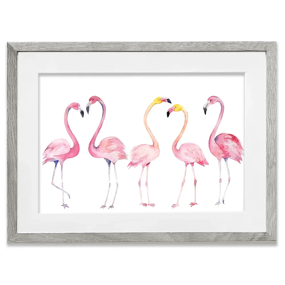 Row Of Flamingos Framed Art Print Row Of Flamingos Framed Art Print wall art product Naticka / Shutterstock