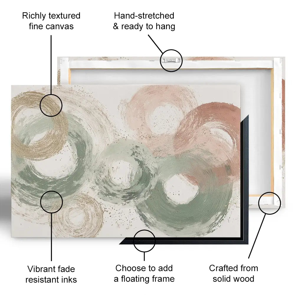 Sage Bloom Circle Abstract Canvas Print Sage Bloom Circle Abstract Canvas Print wall art product Chromatic Storm Studio