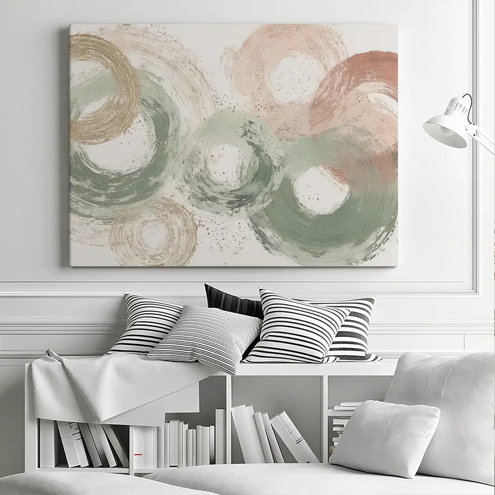 Sage Bloom Circle Abstract Canvas Print Sage Bloom Circle Abstract Canvas Print wall art product Chromatic Storm Studio