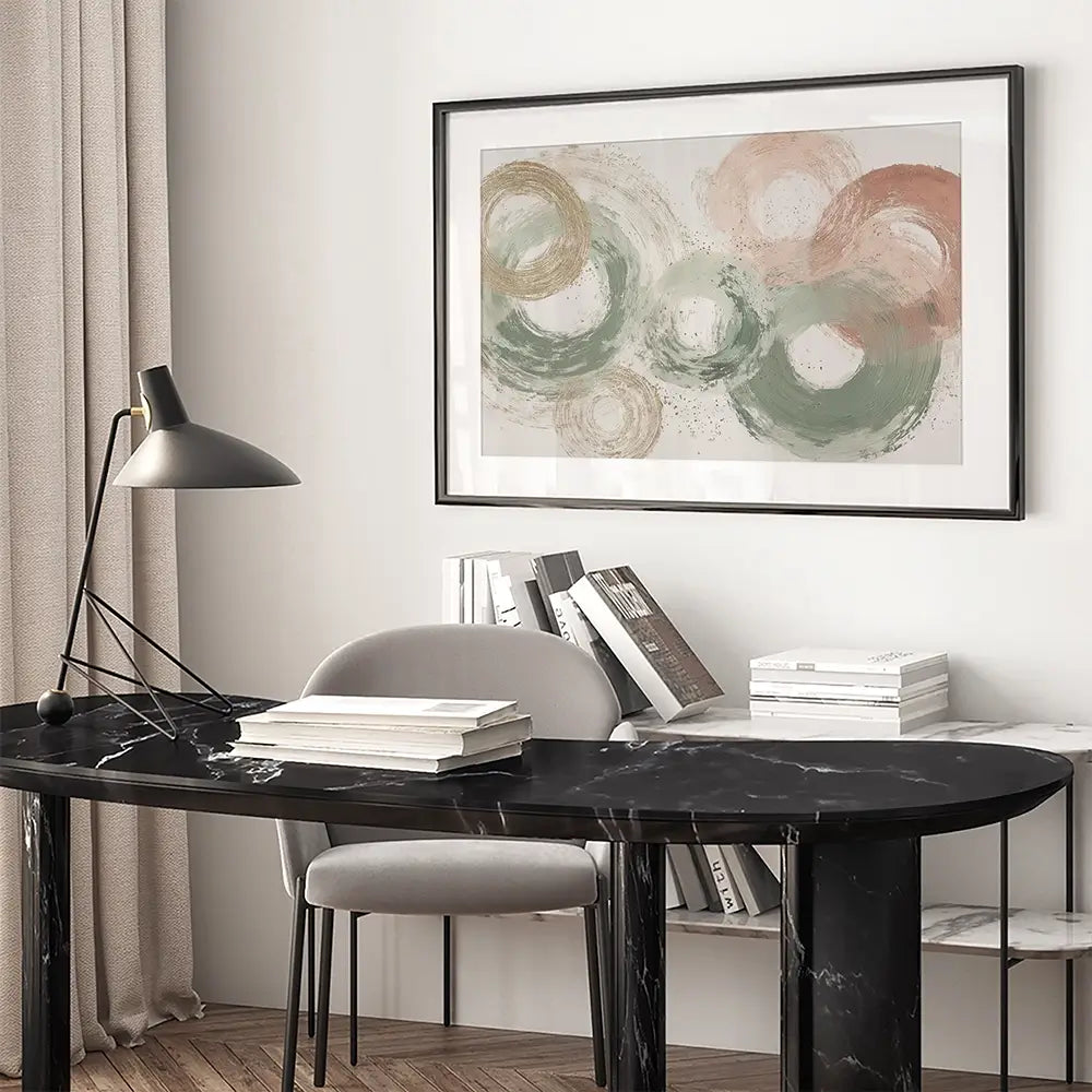 Sage Bloom Circle Abstract Framed Art Print Sage Bloom Circle Abstract Framed Art Print wall art product Chromatic Storm Studio
