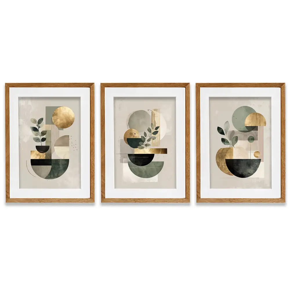 Sage Green Composition Framed Art Print Trio Sage Green Composition Framed Art Print Trio wall art product IAmHomeStudio