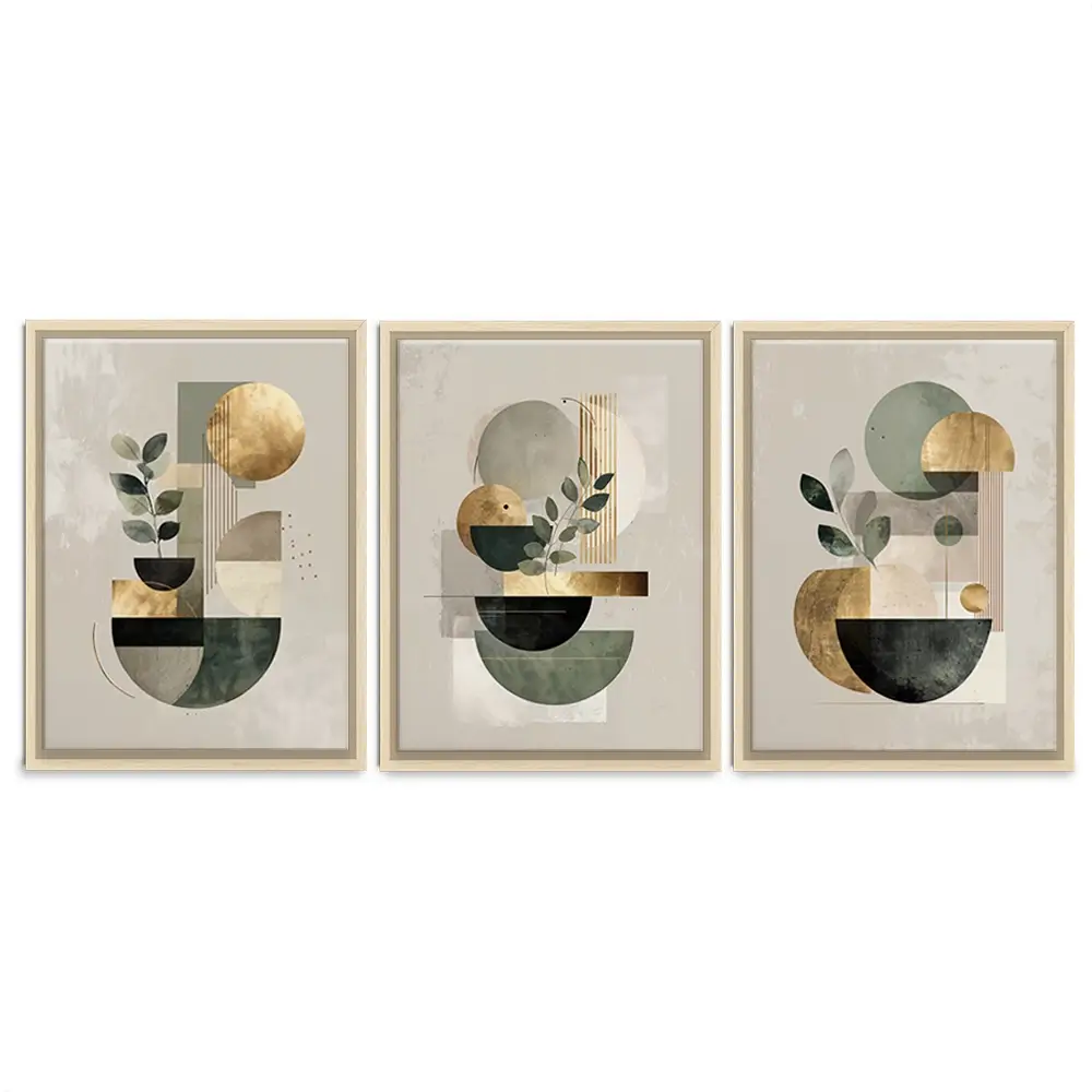 Sage Green Composition Trio Canvas Print Sage Green Composition Trio Canvas Print wall art product IAmHomeStudio