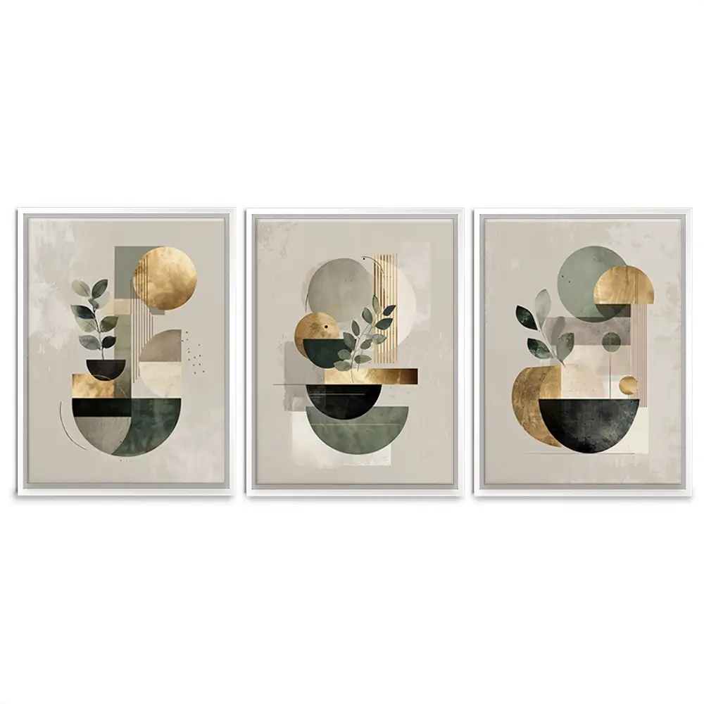 Sage Green Composition Trio Canvas Print Sage Green Composition Trio Canvas Print wall art product IAmHomeStudio