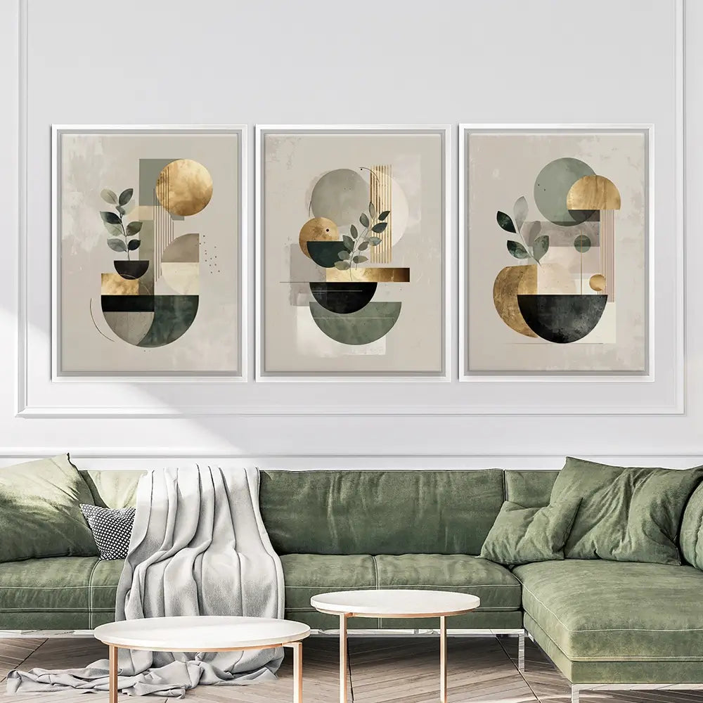 Sage Green Composition Trio Canvas Print Sage Green Composition Trio Canvas Print wall art product IAmHomeStudio