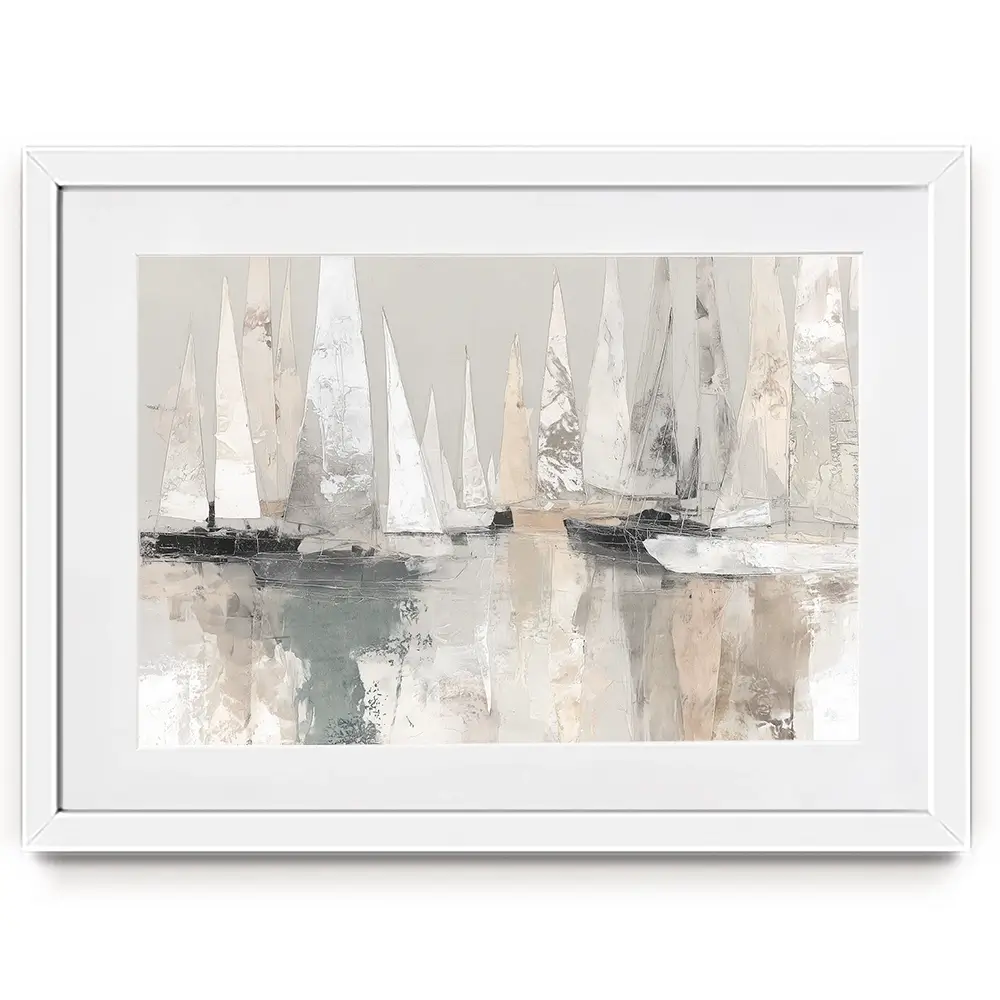 Sailboat Cluster At Bay Framed Art Print Sailboat Cluster At Bay Framed Art Print wall art product Chromatic Storm Studio