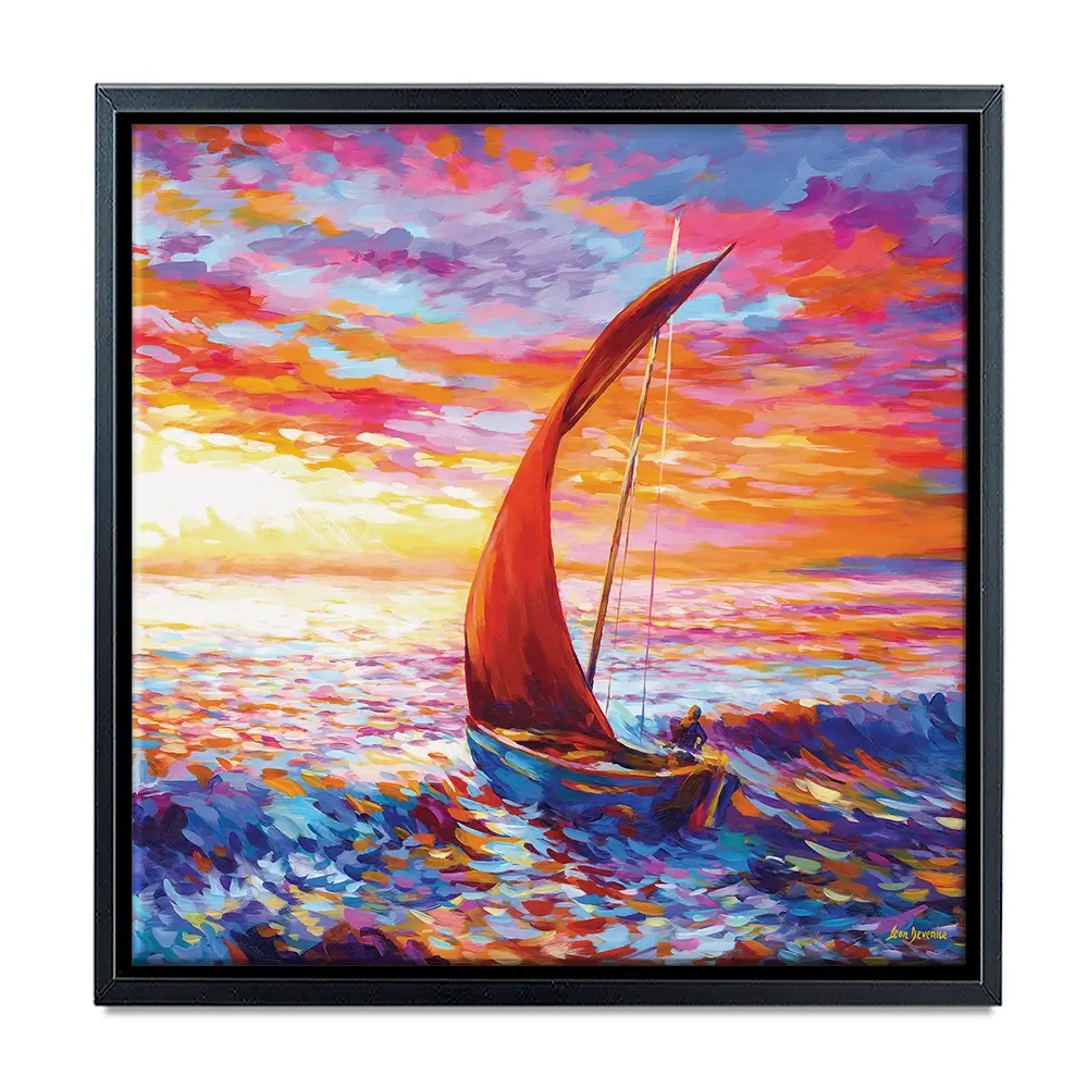 Sailboat Sunset Square Canvas Print Sailboat Sunset Square Canvas Print wall art product Leon Devenice