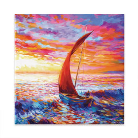 Sailboat Sunset Square Canvas Print Sailboat Sunset Square Canvas Print wall art product Leon Devenice