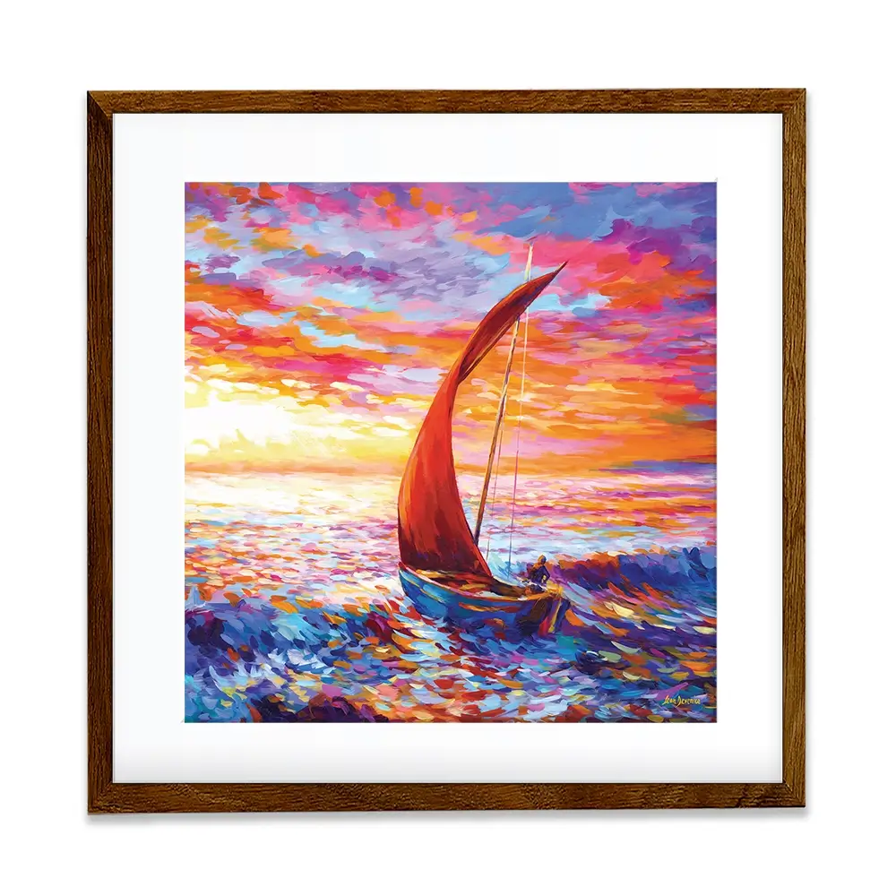 Sailboat Sunset Square Framed Art Print Sailboat Sunset Square Framed Art Print wall art product Leon Devenice
