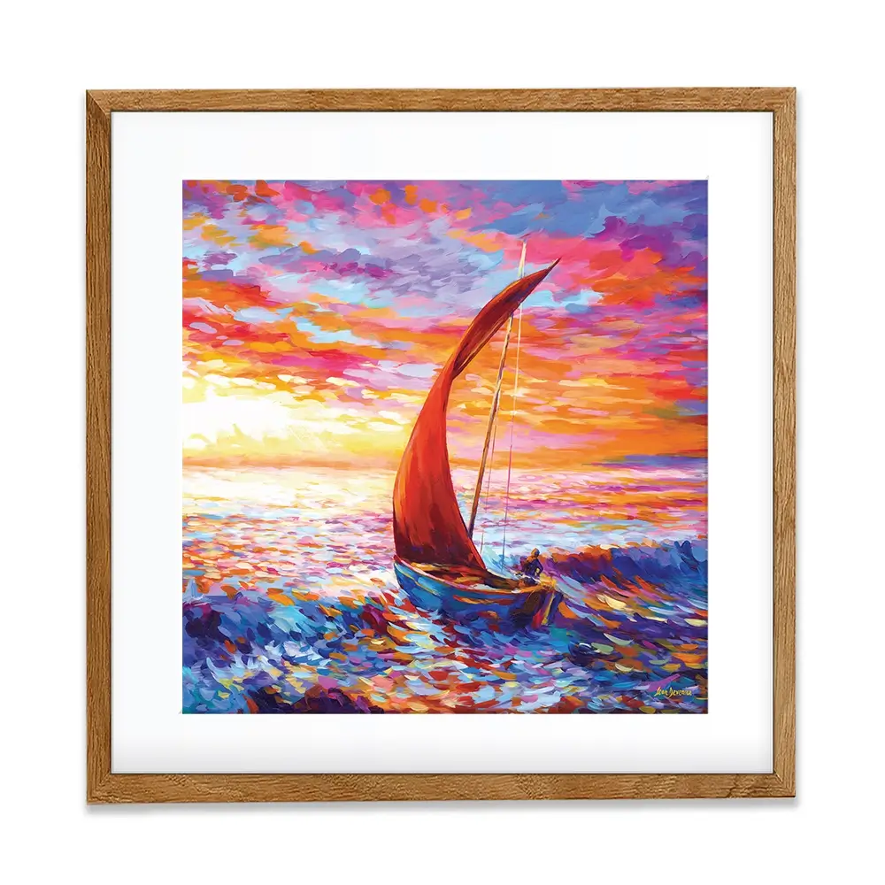 Sailboat Sunset Square Framed Art Print Sailboat Sunset Square Framed Art Print wall art product Leon Devenice