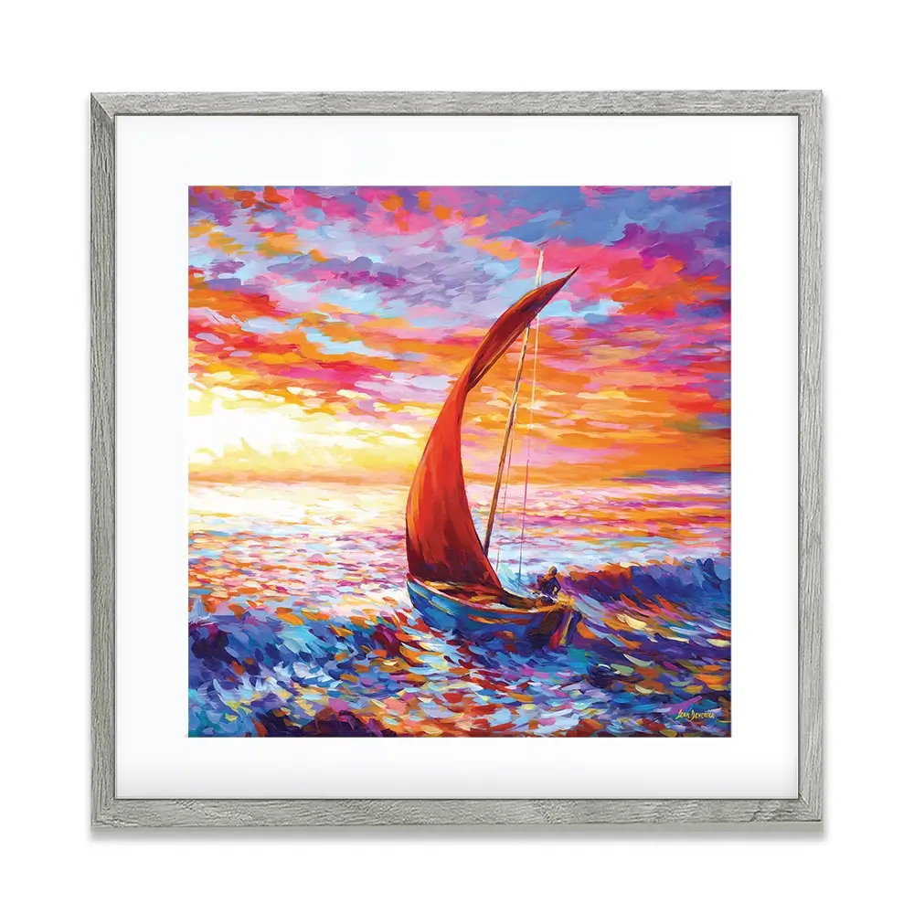 Sailboat Sunset Square Framed Art Print Sailboat Sunset Square Framed Art Print wall art product Leon Devenice