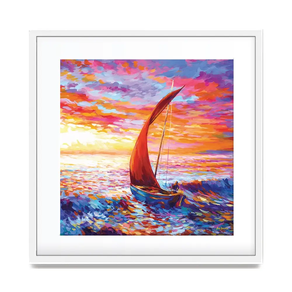 Sailboat Sunset Square Framed Art Print Sailboat Sunset Square Framed Art Print wall art product Leon Devenice