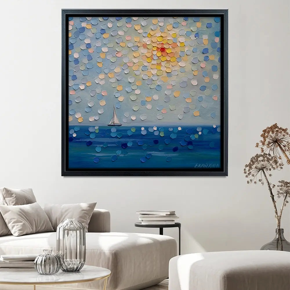 Sailing By The Sun Square Canvas Print Sailing By The Sun Square Canvas Print wall art product Ekaterina Ermilkina