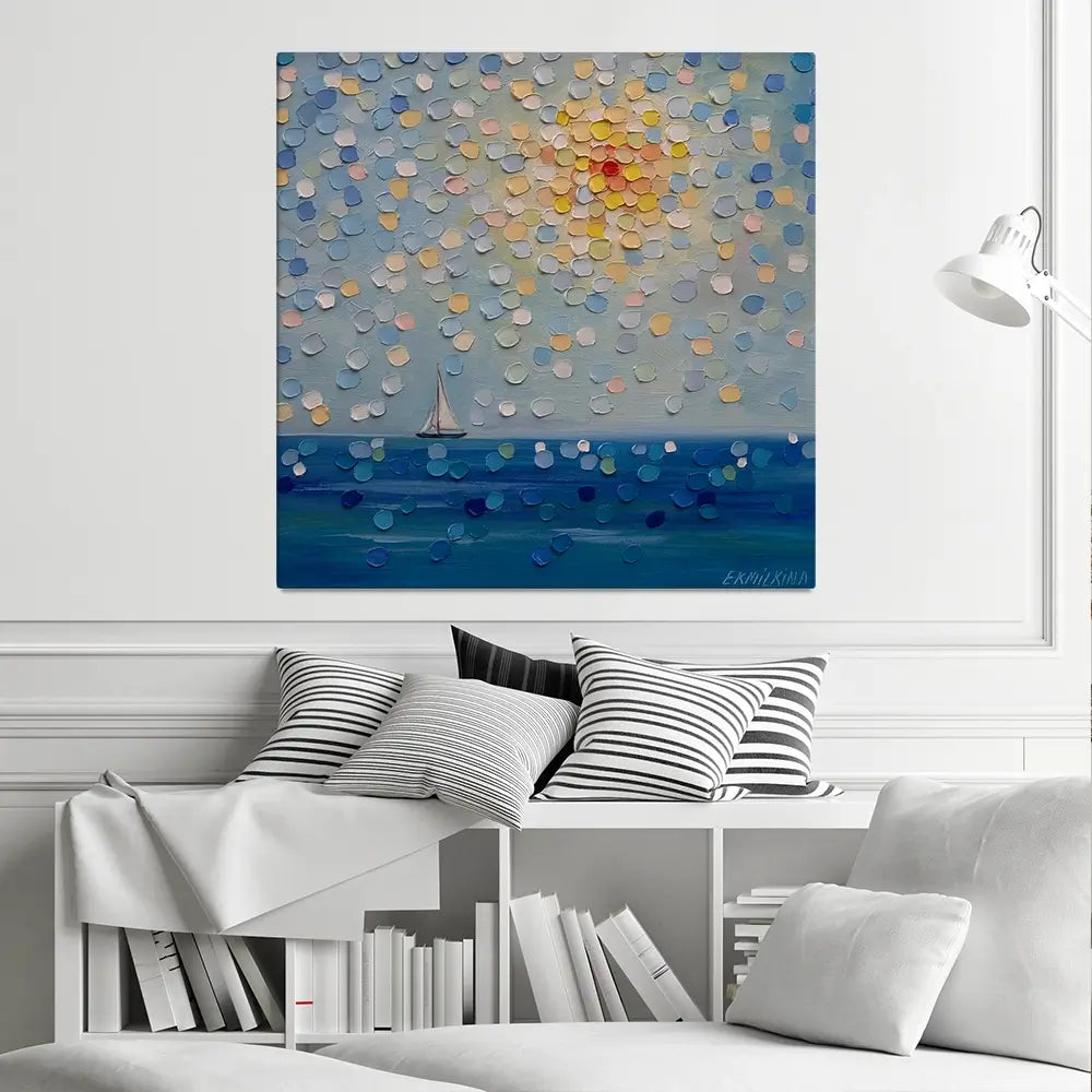 Sailing By The Sun Square Canvas Print Sailing By The Sun Square Canvas Print wall art product Ekaterina Ermilkina