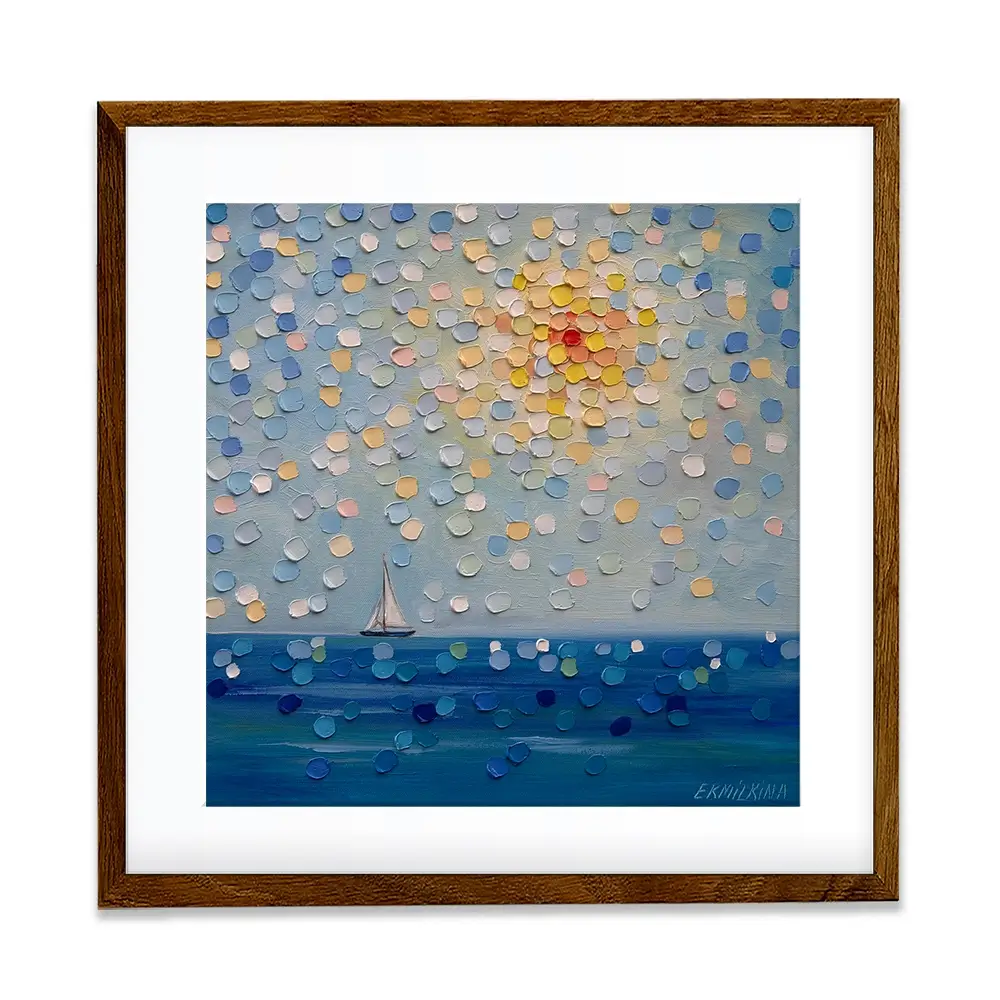 Sailing By The Sun Square Framed Art Print Sailing By The Sun Square Framed Art Print wall art product Ekaterina Ermilkina