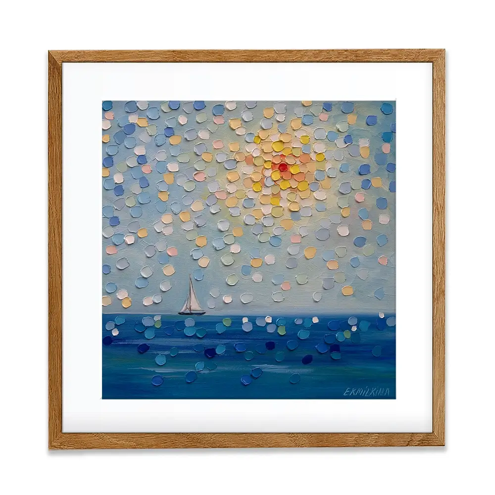 Sailing By The Sun Square Framed Art Print Sailing By The Sun Square Framed Art Print wall art product Ekaterina Ermilkina