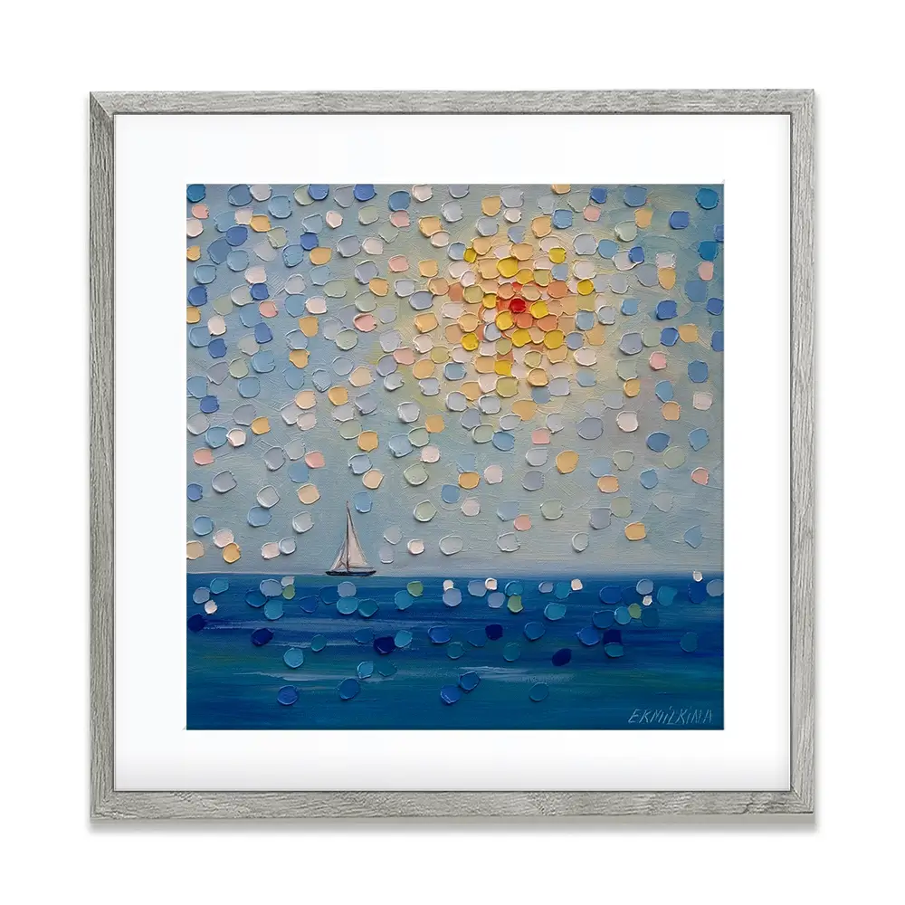 Sailing By The Sun Square Framed Art Print Sailing By The Sun Square Framed Art Print wall art product Ekaterina Ermilkina