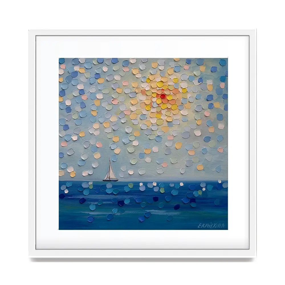 Sailing By The Sun Square Framed Art Print Sailing By The Sun Square Framed Art Print wall art product Ekaterina Ermilkina