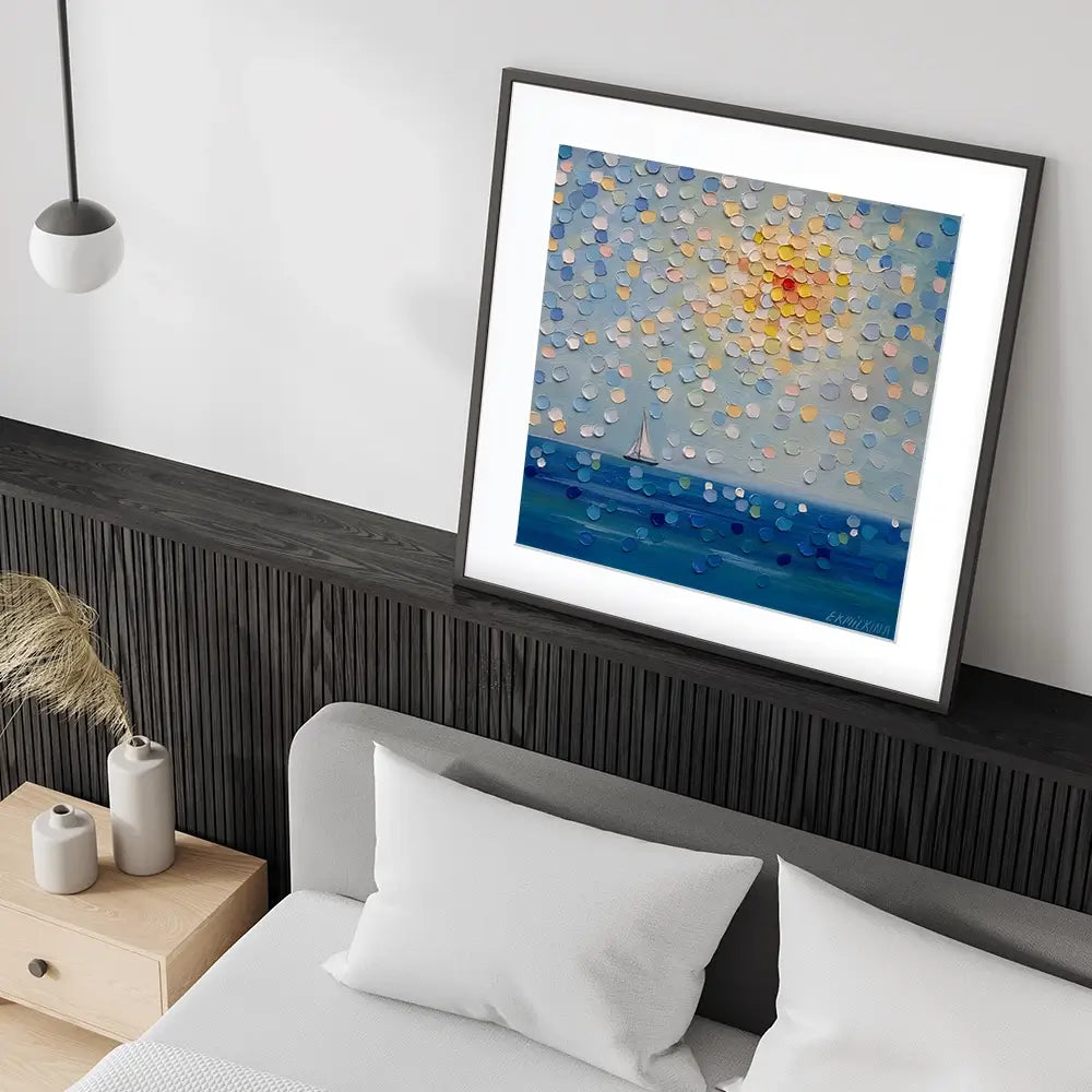 Sailing By The Sun Square Framed Art Print Sailing By The Sun Square Framed Art Print wall art product Ekaterina Ermilkina