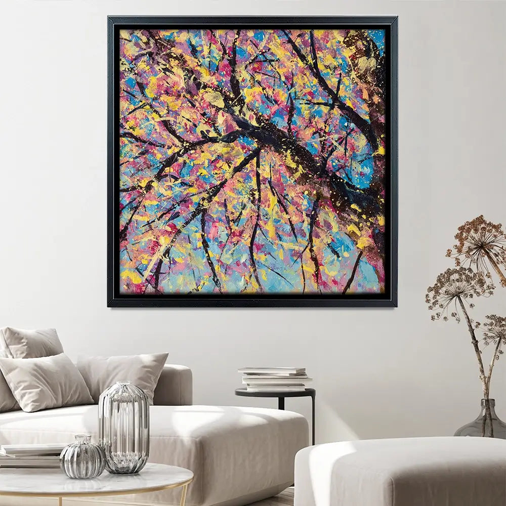 Sakura In Bloom Square Canvas Print Sakura In Bloom Square Canvas Print wall art product Art Print Shop