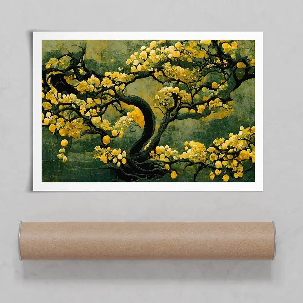 Sakura Tree In Yellow Art Print Sakura Tree In Yellow Art Print wall art product Treechild
