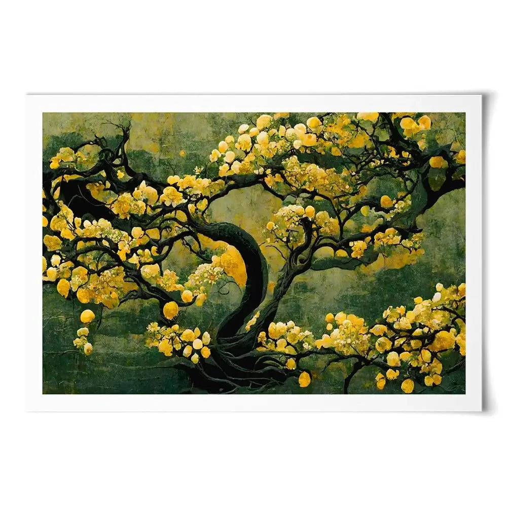 Sakura Tree In Yellow Art Print Sakura Tree In Yellow Art Print wall art product Treechild