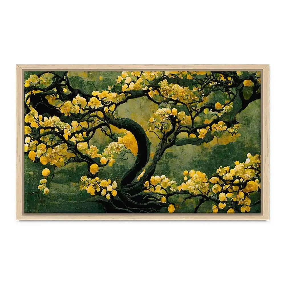 Sakura Tree In Yellow Canvas Print Sakura Tree In Yellow Canvas Print wall art product Treechild
