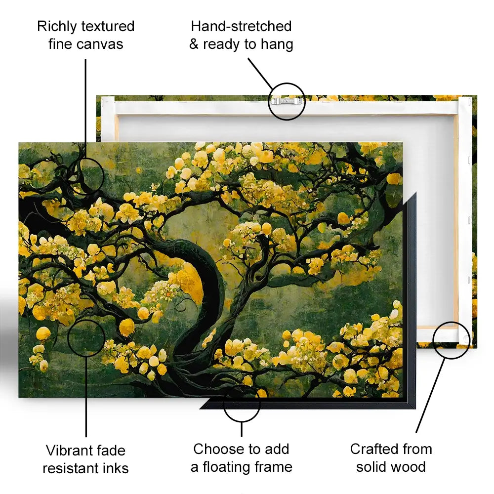 Sakura Tree In Yellow Canvas Print Sakura Tree In Yellow Canvas Print wall art product Treechild