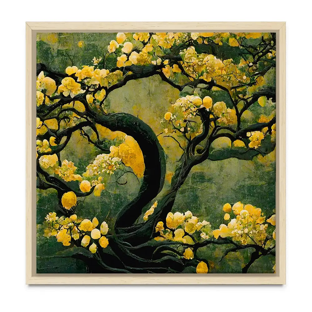 Sakura Tree In Yellow Oversized Canvas Print Sakura Tree In Yellow Oversized Canvas Print wall art product Treechild