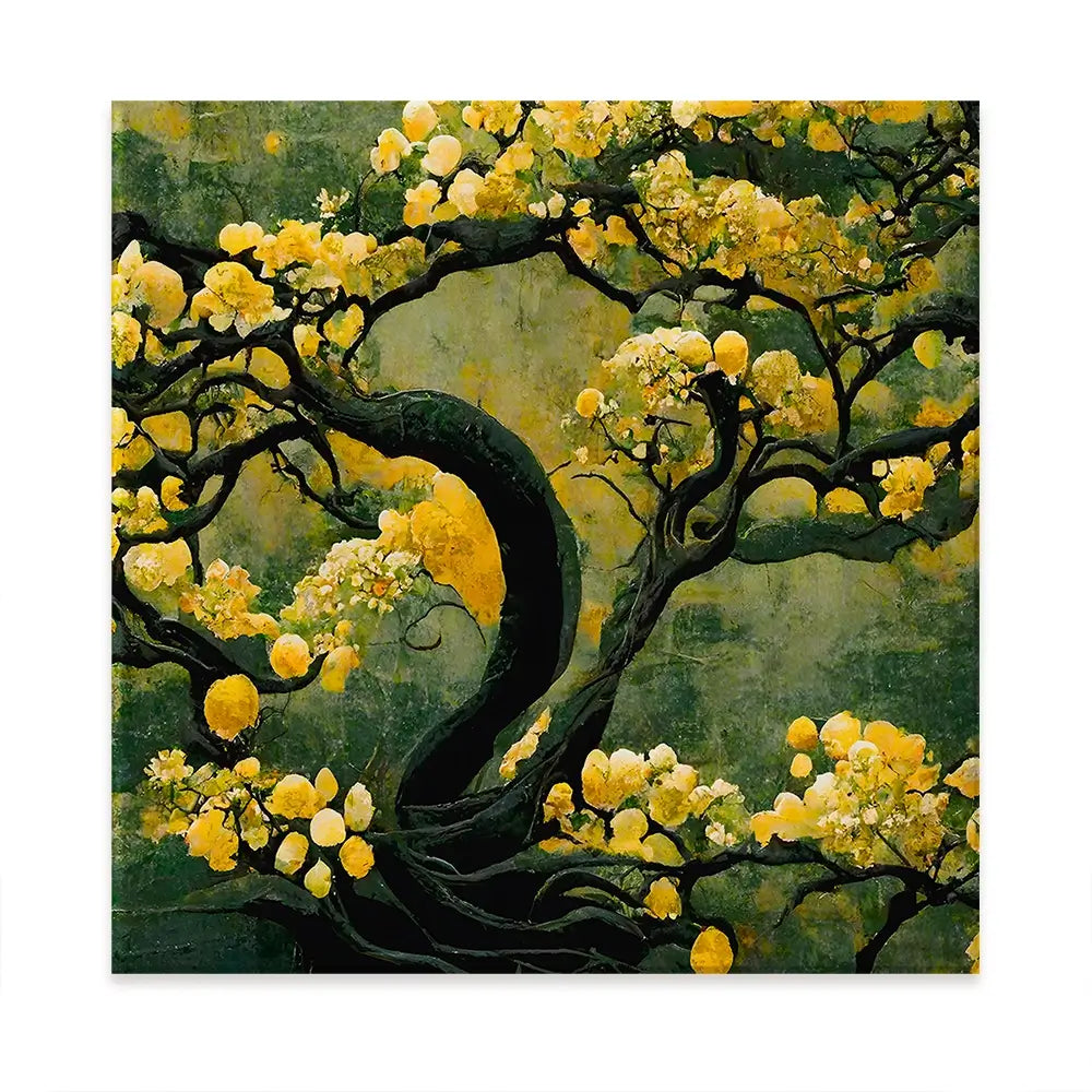 Sakura Tree In Yellow Oversized Canvas Print Sakura Tree In Yellow Oversized Canvas Print wall art product Treechild