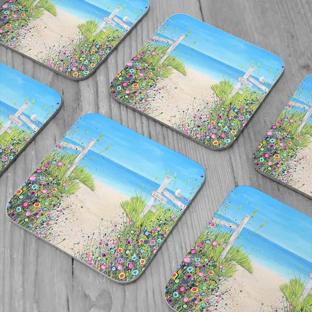 Sandy Toes And Salty Kisses Coaster Set Sandy Toes And Salty Kisses Coaster Set wall art product Jo Gough