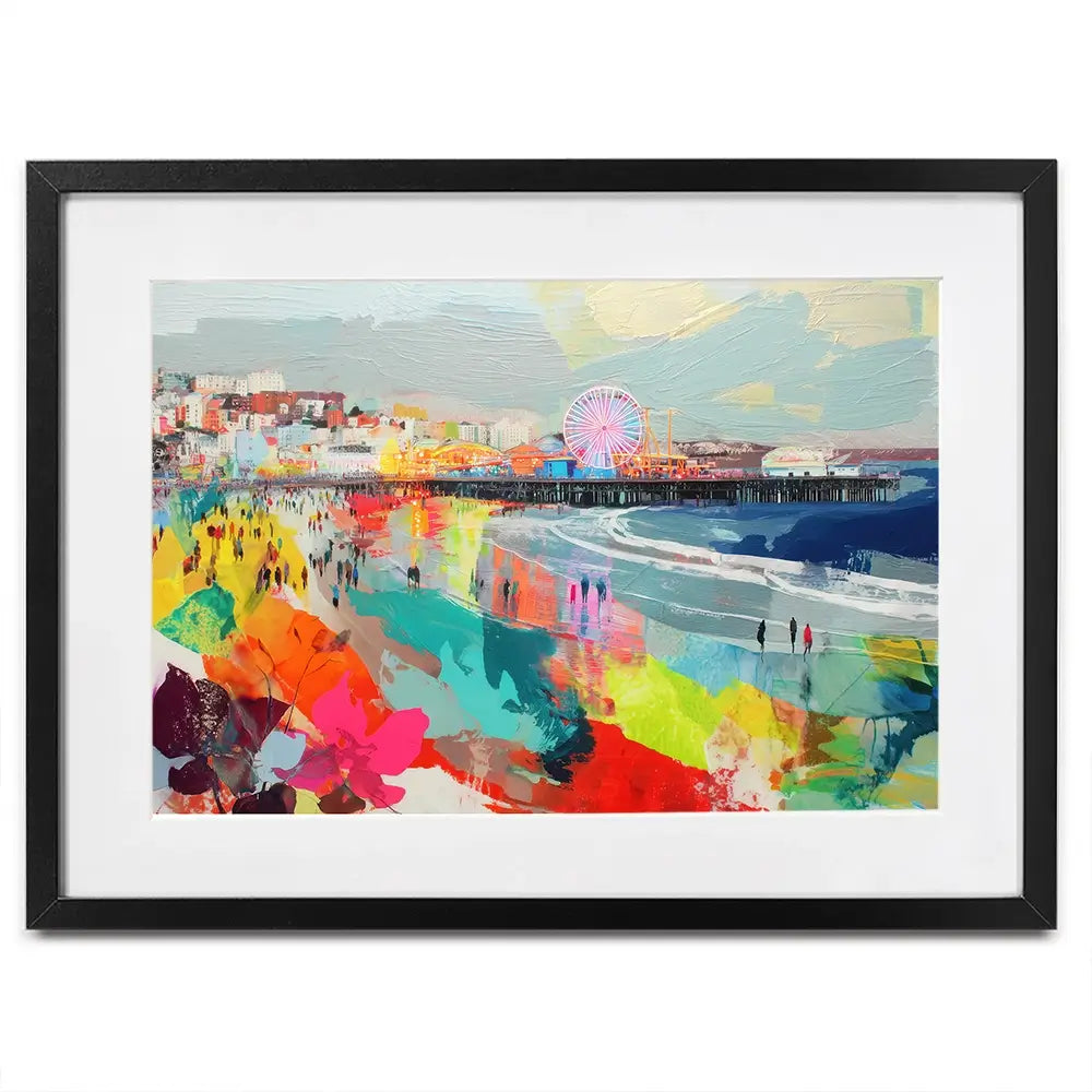 Santa Monica Pier In Colour Framed Art Print Santa Monica Pier In Colour Framed Art Print wall art product Chromatic Storm Studio