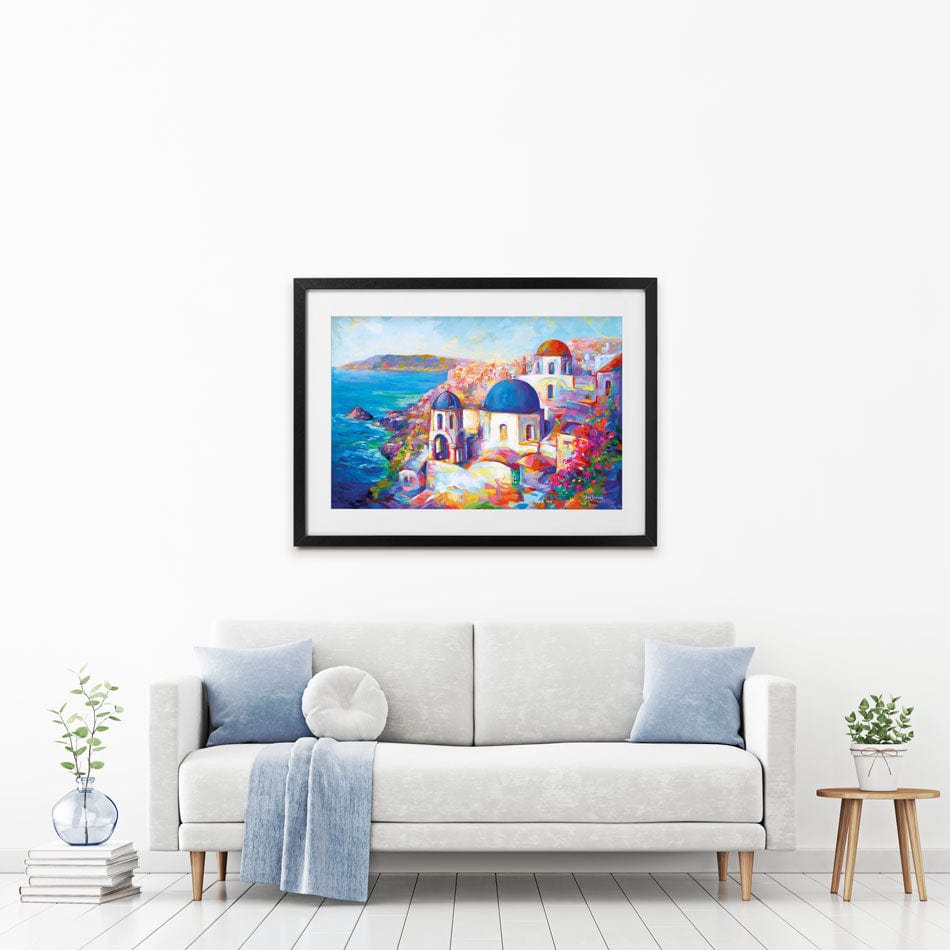 Santorini Greece Framed Art Print wall art product Leon Devenice